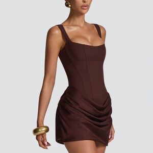 Babyboo Cornelia Mini Corset Dress in Plum Brown